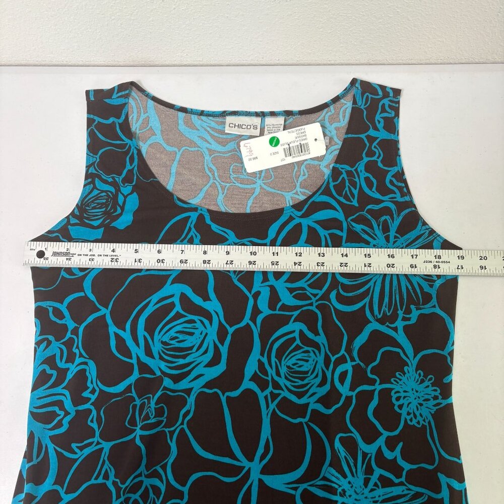 Chicos Dried Fleur Bliss Basque Dress Womens 2 US L Brown Teal Sleeveless NWT - Picture 6 of 9